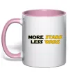 Чашка з кольоровою ручкою More stars less wars Ніжно рожевий фото
