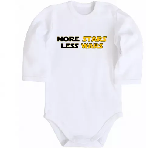 Детский боди More stars less wars Белый фото
