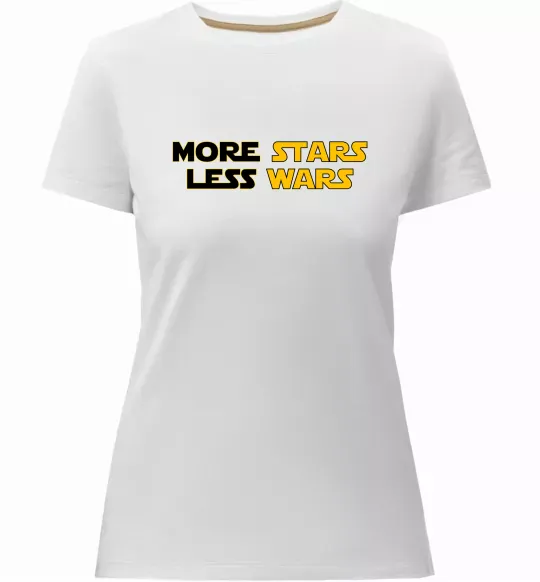 Женская премиум футболка More stars less wars Белый фото