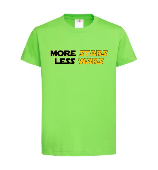Дитяча футболка More stars less wars Лаймовий фото