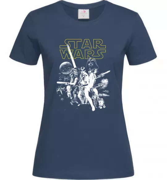 Жіноча футболка Star Wars ретро постер Темно-синій фото