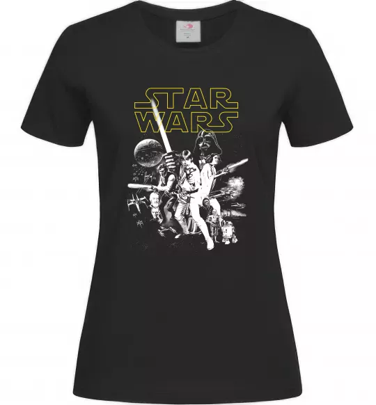 Жіноча футболка Star Wars ретро постер Чорний фото