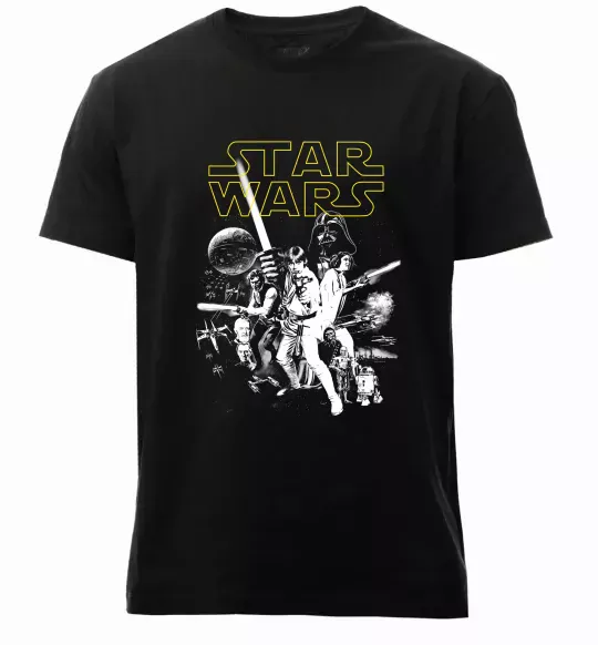 Чоловіча преміум футболка Star Wars ретро постер Чорний фото