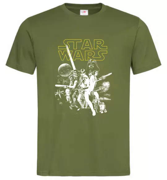 Мужская футболка Star Wars ретро постер Оливковый фото