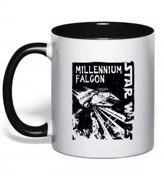Чашка з кольоровою ручкою Star Wars Millennium Falcon Чорний фото