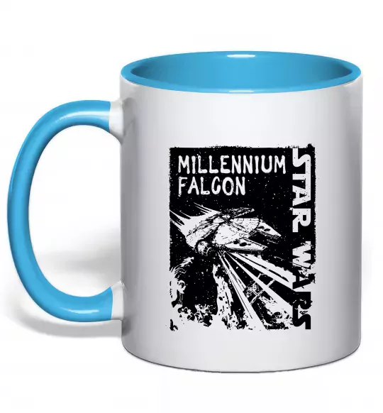 Чашка з кольоровою ручкою Star Wars Millennium Falcon Блакитний фото
