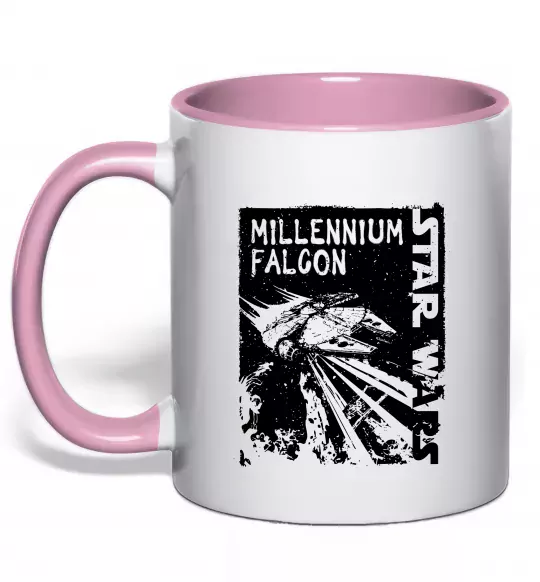 Чашка з кольоровою ручкою Star Wars Millennium Falcon Ніжно рожевий фото