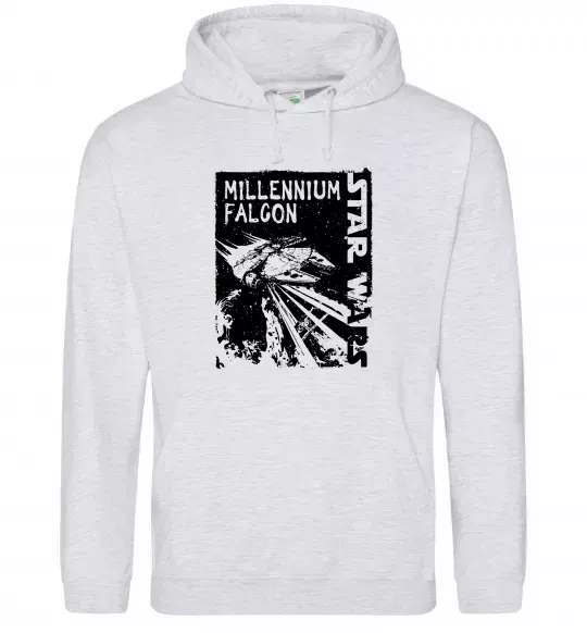 Мужская толстовка (худи) Star Wars Millennium Falcon Серый меланж фото
