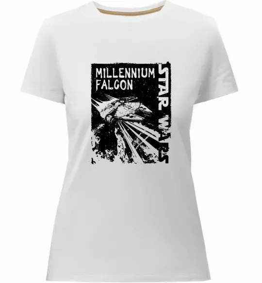 Женская премиум футболка Star Wars Millennium Falcon Белый фото
