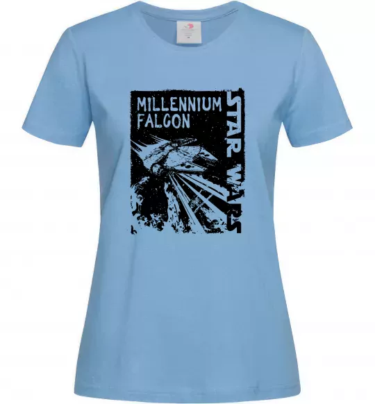 Жіноча футболка Star Wars Millennium Falcon Блакитний фото