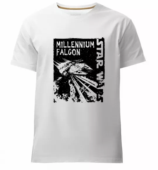 Чоловіча преміум футболка Star Wars Millennium Falcon Білий фото