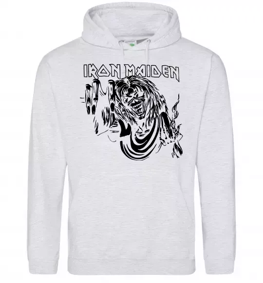 Мужская толстовка (худи) Iron Maiden малюнок Серый меланж фото