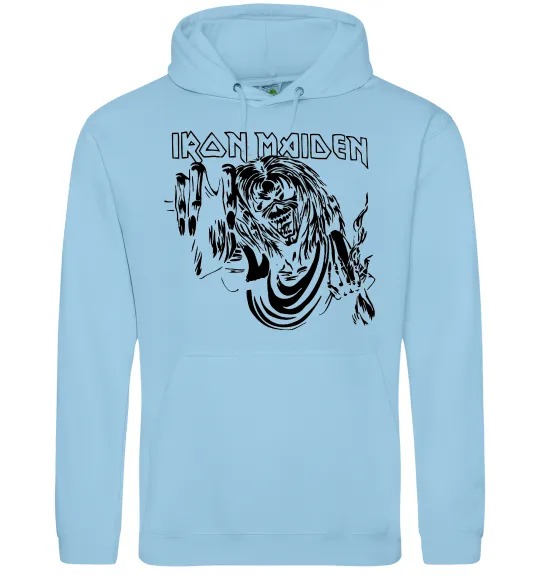 Мужская толстовка (худи) Iron Maiden малюнок Голубой фото