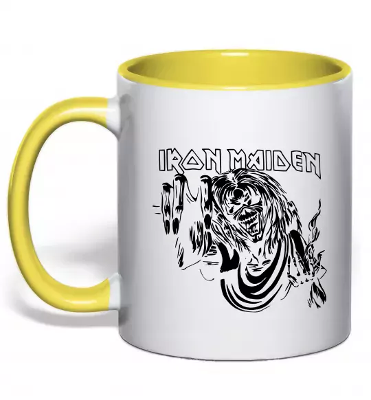 Чашка с цветной ручкой Iron Maiden малюнок Солнечно желтый фото