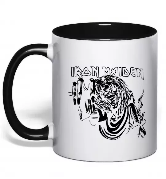 Чашка с цветной ручкой Iron Maiden малюнок Черный фото