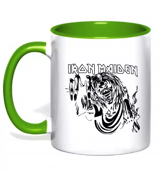 Чашка с цветной ручкой Iron Maiden малюнок Зеленый фото