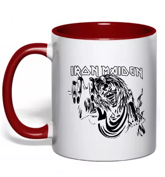 Чашка с цветной ручкой Iron Maiden малюнок Красный фото