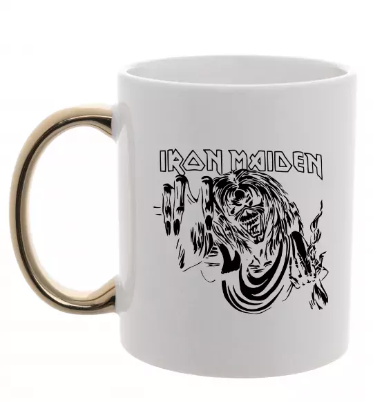 Чашка с цветной ручкой Iron Maiden малюнок Золото фото