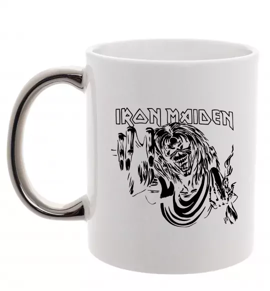 Чашка с цветной ручкой Iron Maiden малюнок Серебро фото
