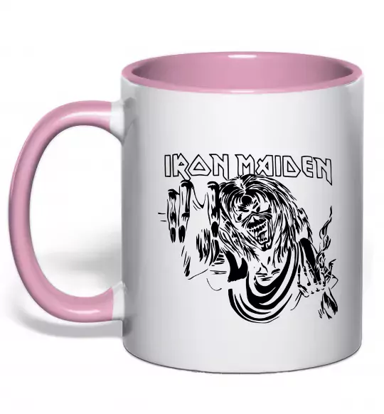 Чашка с цветной ручкой Iron Maiden малюнок Нежно розовый фото