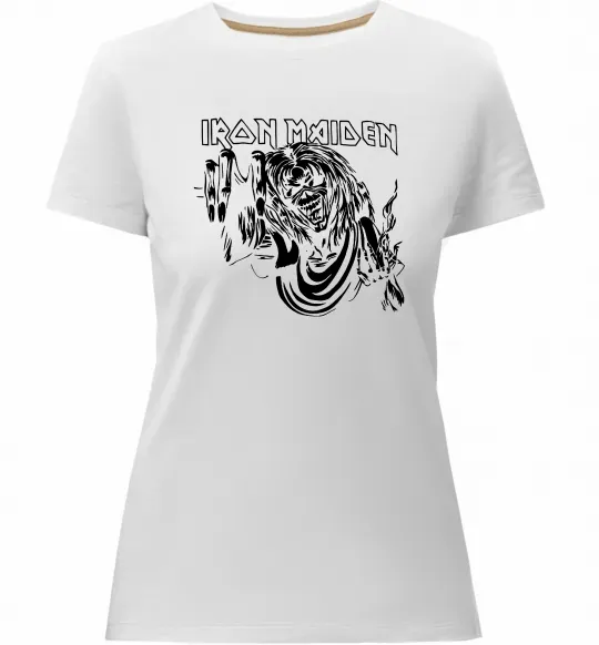 Женская премиум футболка Iron Maiden малюнок Белый фото