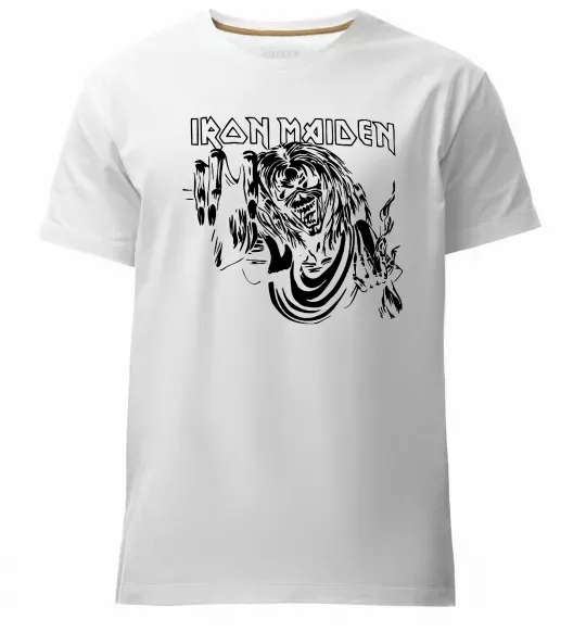 Чоловіча преміум футболка Iron Maiden малюнок Білий фото