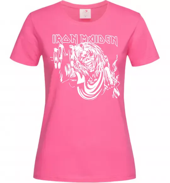 Женская футболка Iron Maiden малюнок Ярко-розовый фото