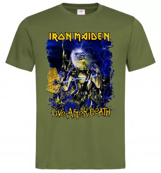 Мужская футболка Live after death Iron Maiden Оливковый фото