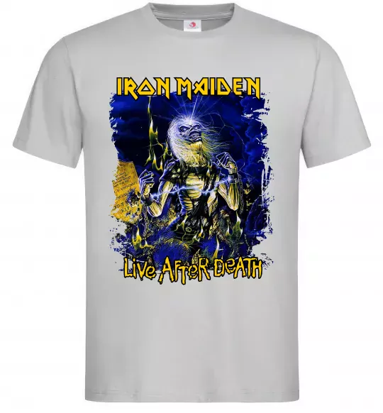 Мужская футболка Live after death Iron Maiden Серый фото