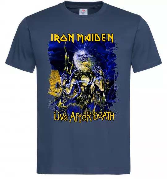 Мужская футболка Live after death Iron Maiden Темно-синий фото