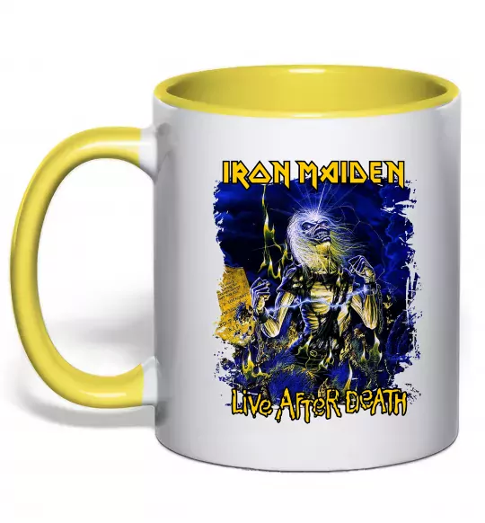 Чашка с цветной ручкой Live after death Iron Maiden Солнечно желтый фото