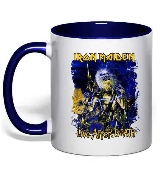 Чашка с цветной ручкой Live after death Iron Maiden Глубокий темно-синий фото