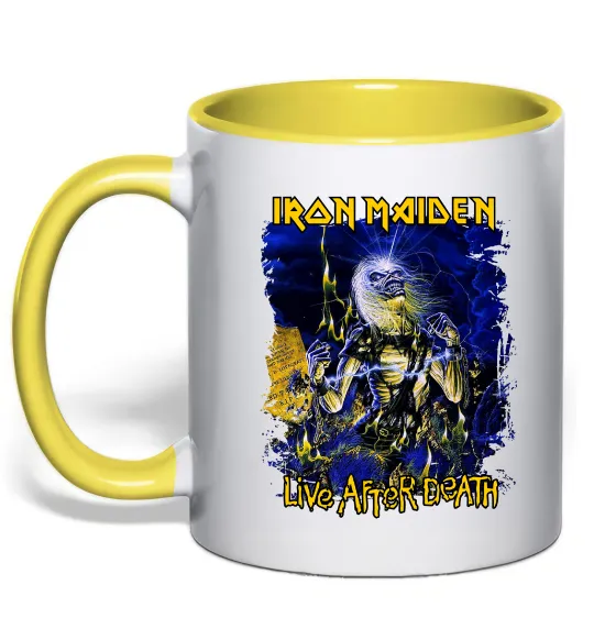 Чашка с цветной ручкой Live after death Iron Maiden Лимонный фото