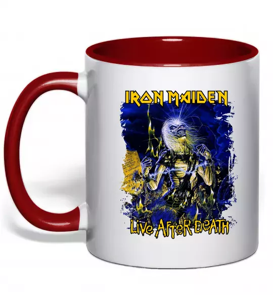 Чашка с цветной ручкой Live after death Iron Maiden Красный фото