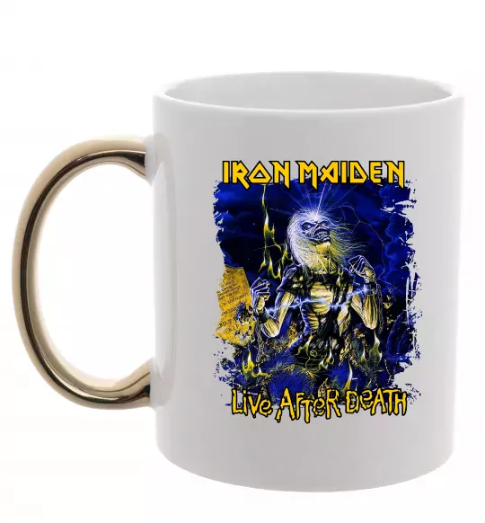 Чашка с цветной ручкой Live after death Iron Maiden Золото фото