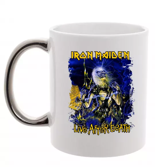Чашка с цветной ручкой Live after death Iron Maiden Серебро фото