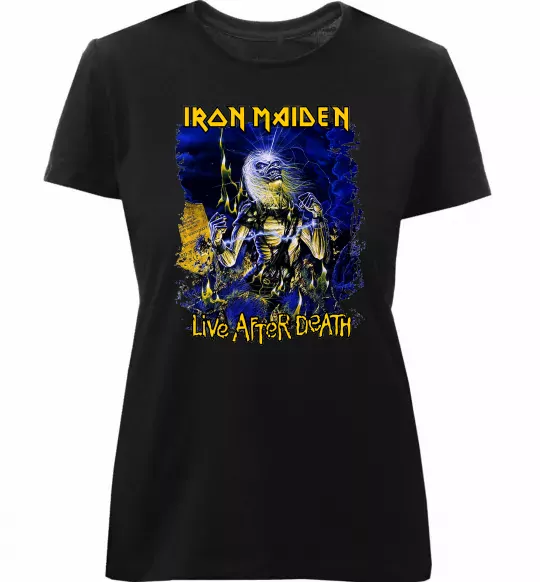 Женская премиум футболка Live after death Iron Maiden Черный фото