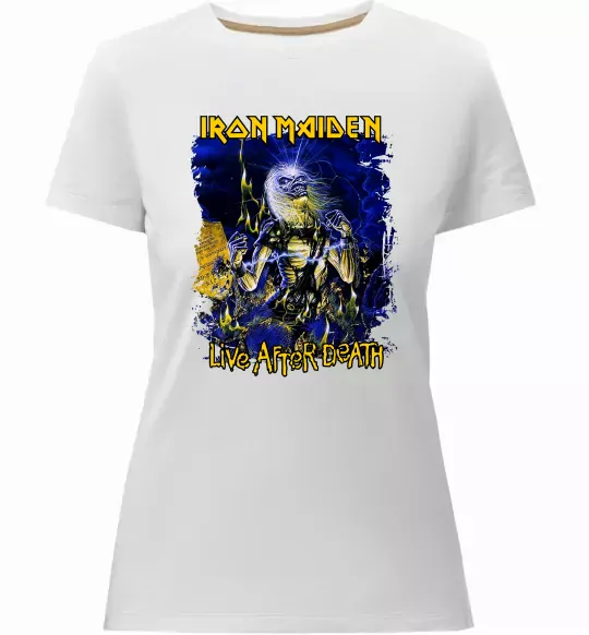 Женская премиум футболка Live after death Iron Maiden Белый фото