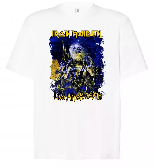 Футболка Оверсайз Live after death Iron Maiden Белый фото