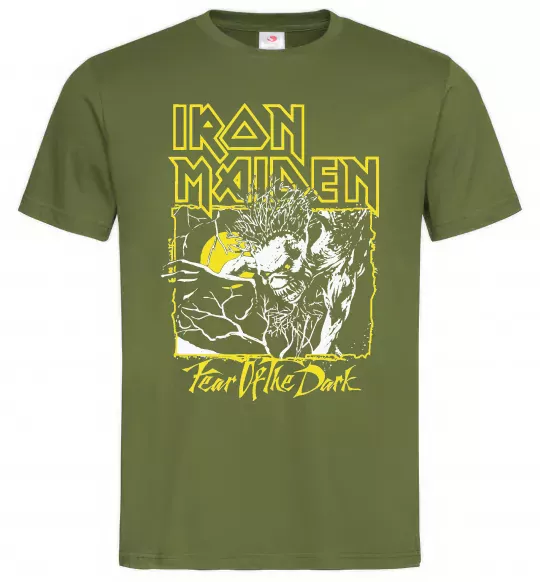 Мужская футболка Fear of the dark Iron Maiden Оливковый фото