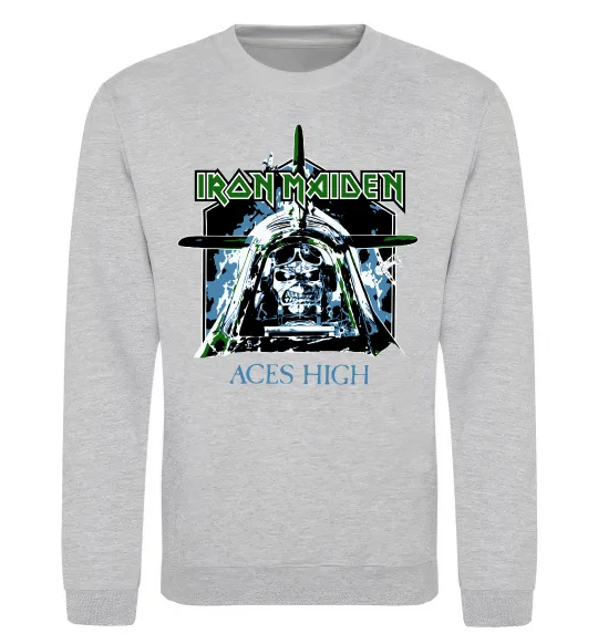 Світшот Iron Maiden Aces High Сірий меланж фото