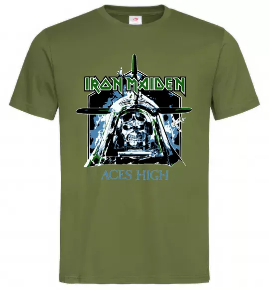 Мужская футболка Iron Maiden Aces High Оливковый фото