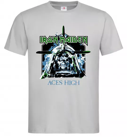 Мужская футболка Iron Maiden Aces High Серый фото