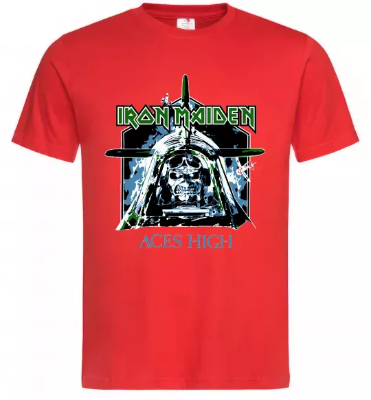 Мужская футболка Iron Maiden Aces High Красный фото