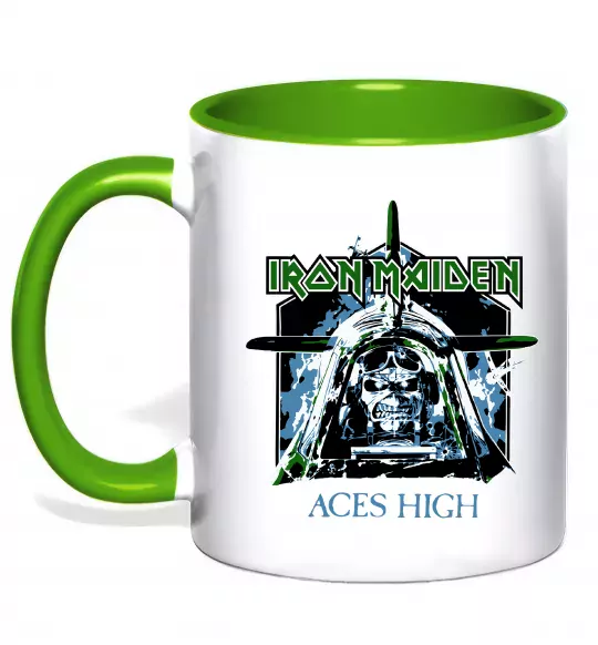 Чашка с цветной ручкой Iron Maiden Aces High Зеленый фото