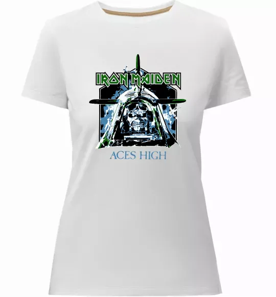 Женская премиум футболка Iron Maiden Aces High Белый фото