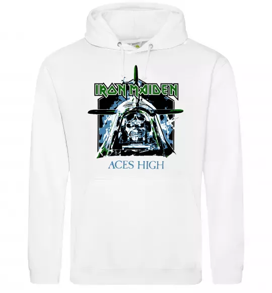 Мужская толстовка (худи) Iron Maiden Aces High Белый фото