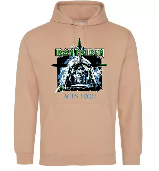 Мужская толстовка (худи) Iron Maiden Aces High Песочный фото