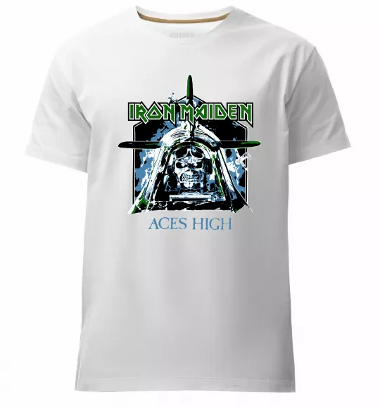 Мужская премиум футболка Iron Maiden Aces High Белый фото