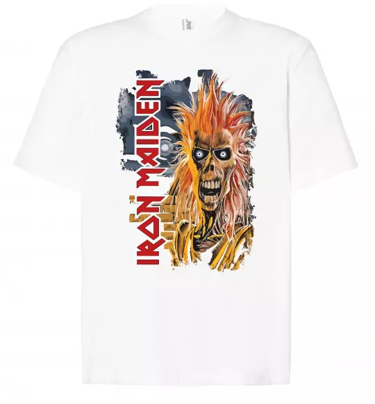 Футболка Оверсайз Iron Maiden вертикальний напис Белый фото